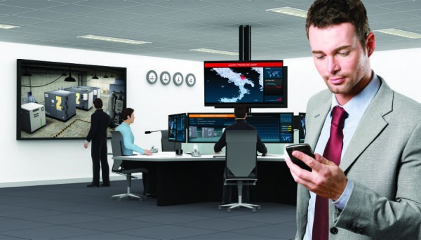 Business man with pda mobile phone