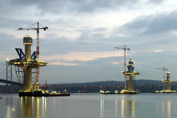 Panoramic of the three towers at dusk