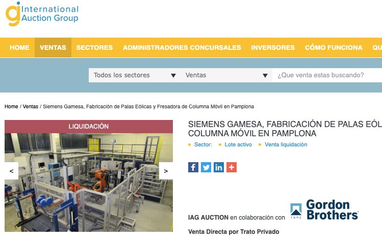 noticias maquinaria Siemens Gamesa designa a IAG Auction