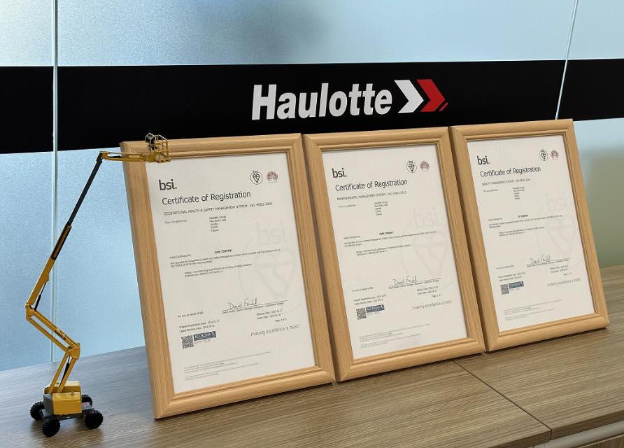 noticias maquinaria Haulotte France y Shanghái obtienen la triple certificación ISO