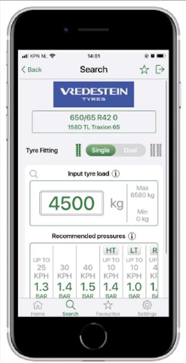 noticias maquinaria Vredestein presenta la app Agro Tyre Pressure