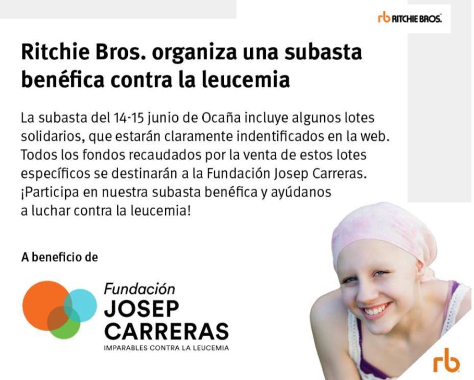 noticias maquinaria Ritchie Bros. subasta benéfica