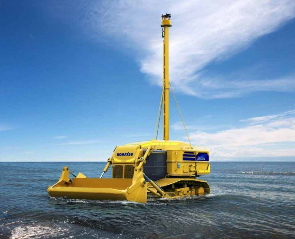 noticias maquinaria Komatsu y Asunaro Aoki Construction en un proyecto del futuro