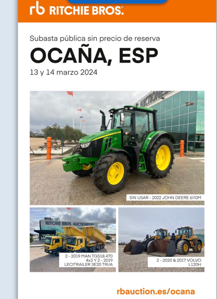 noticias maquinaria Disponible el catálogo de la próxima subasta de Ocaña de Ritchie Bros.