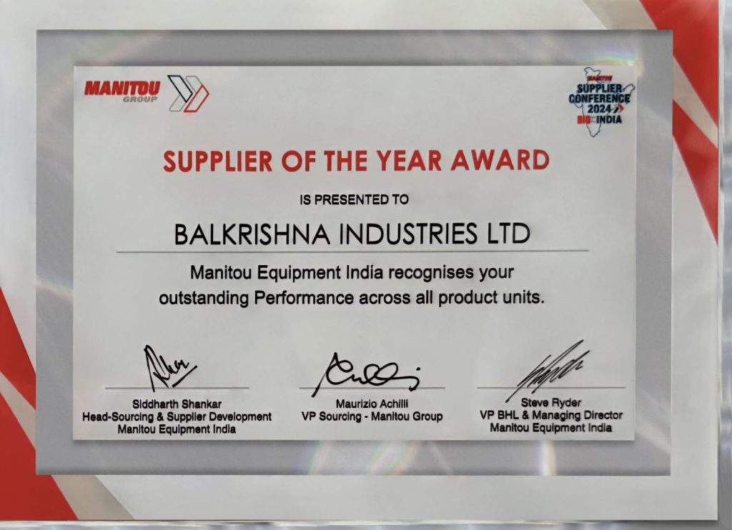 noticias maquinaria BKT galardonado por Manitou Equipment India