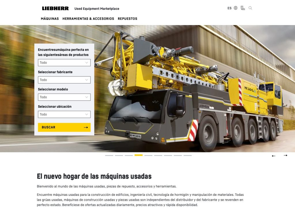 noticias maquinaria Liebherr lanza una plataforma digital para maquinaria usada