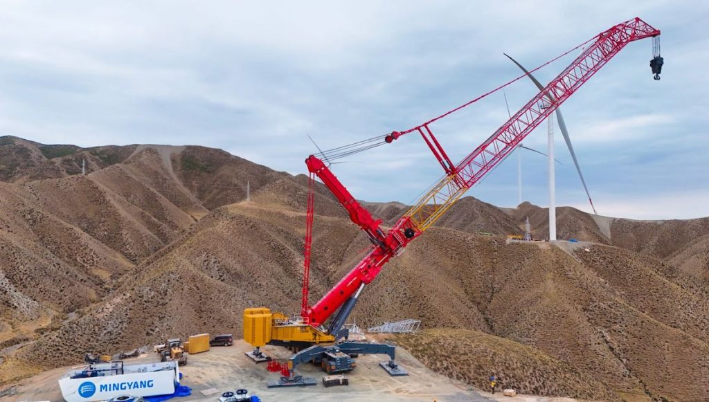noticias maquinaria La grúa SANY SAC40000T en un parque eólico de 100 MW en China
