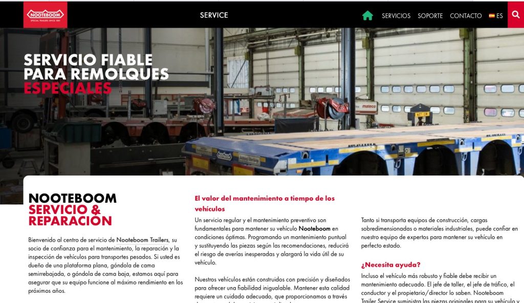 noticias maquinaria Nooteboom Service lanza su nuevo sitio web
