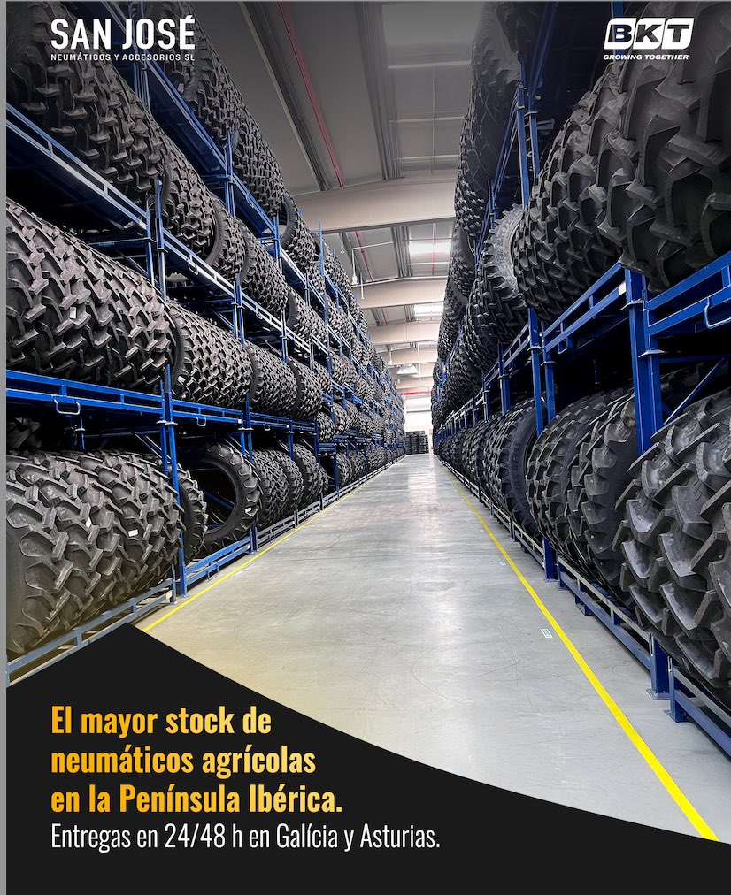 noticias maquinaria San José Neumáticos nuevo distribuidor regional de BKT para Galicia y Asturias