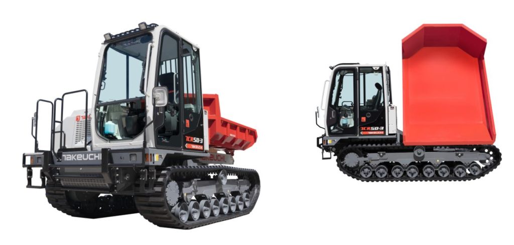 noticias maquinaria Takeuchi presenta el nuevo volquete sobre orugas TCR50‑3