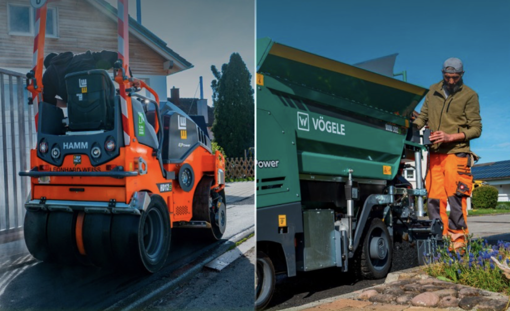 Una obra 100 % eléctrica con maquinaria de Hamm y Vögele